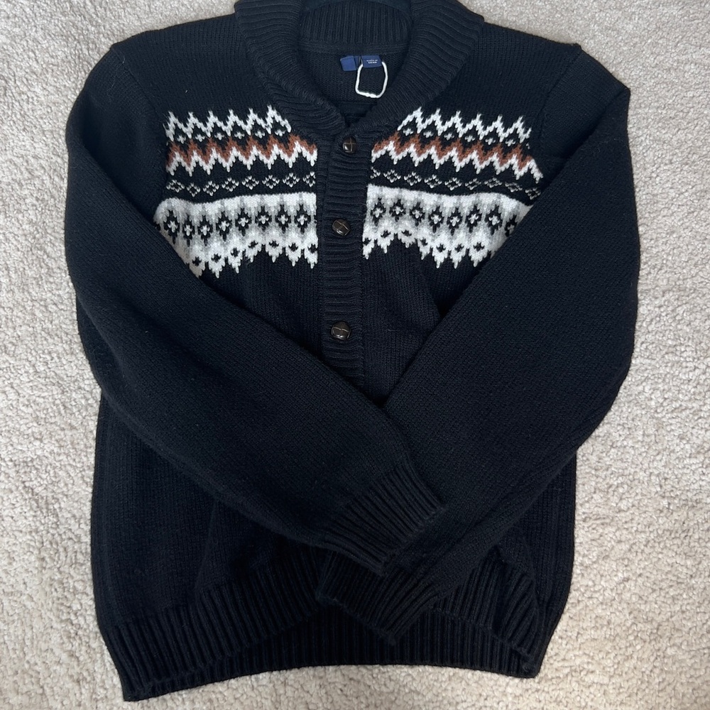 Boys Black Patterned Sweater